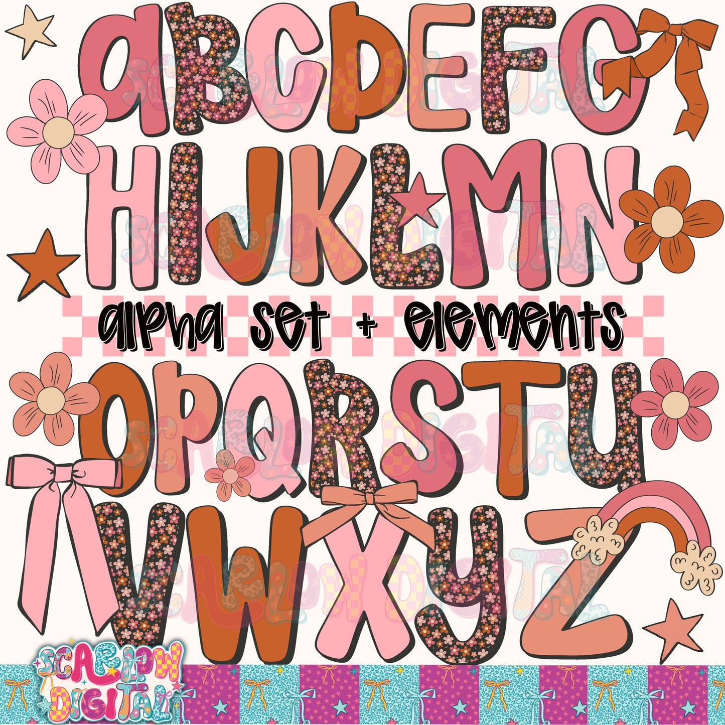 Floral Alpha Set Digital Design