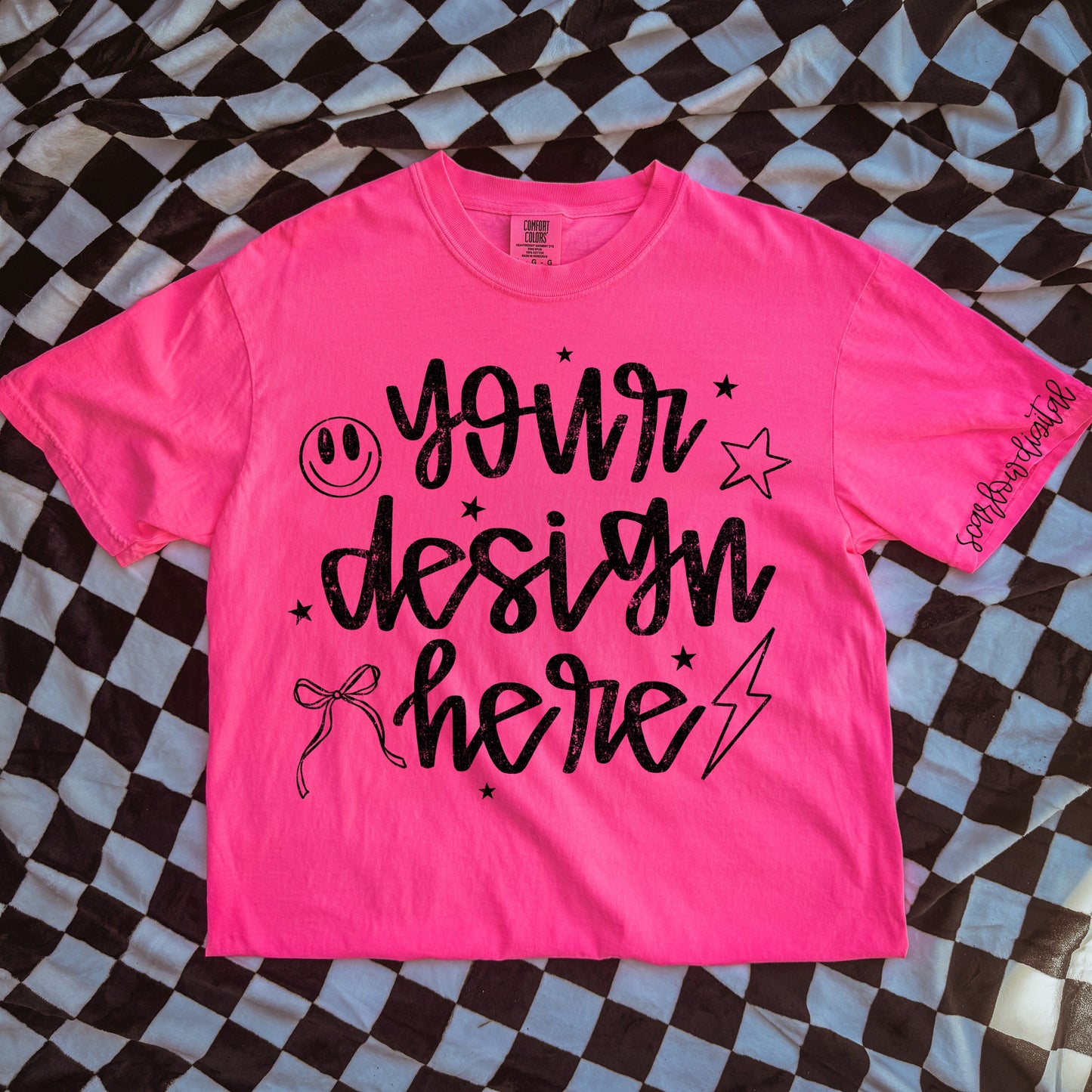 Comfort Colors Neon Pink Tshirt Mockup