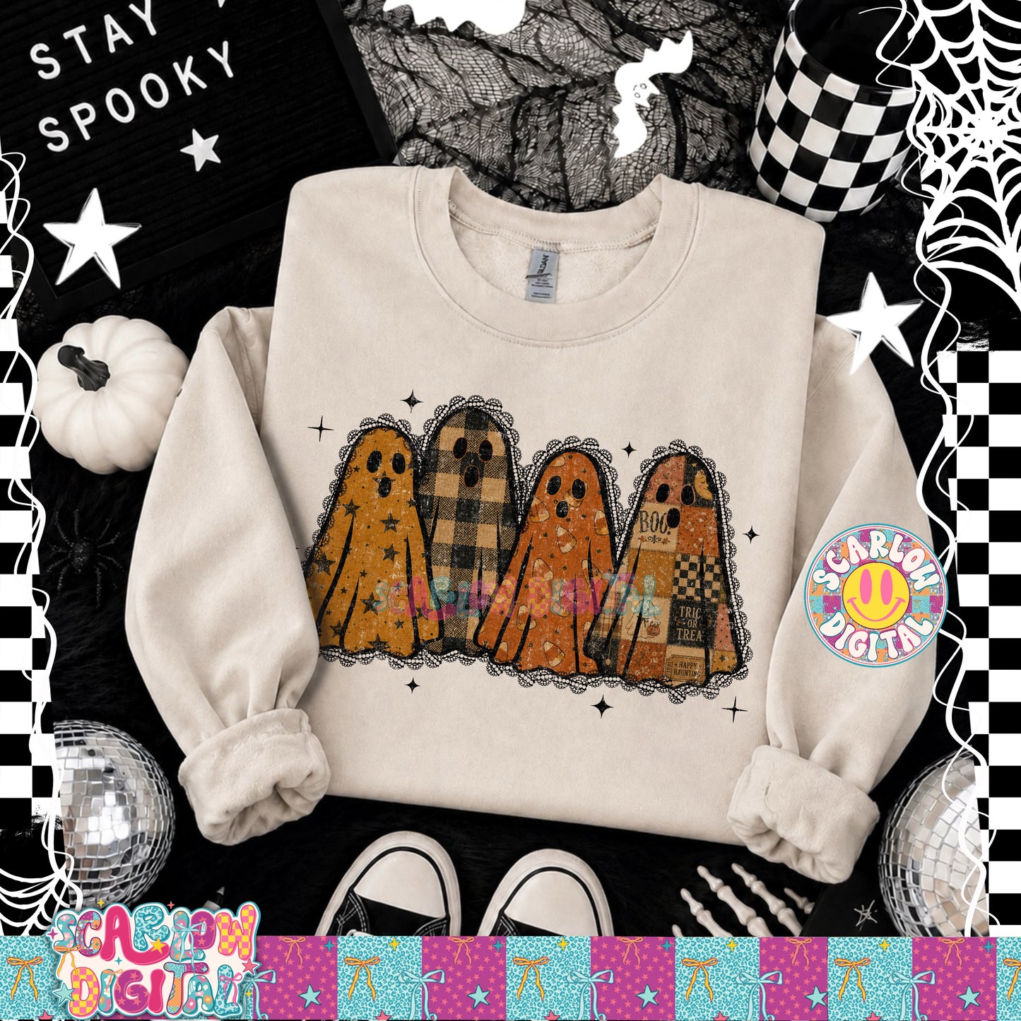Vintage Ghosts PNG Digital Design