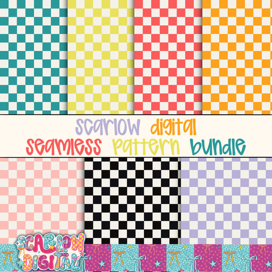 Girl Checkers Seamless Pattern Digital Design Bundle