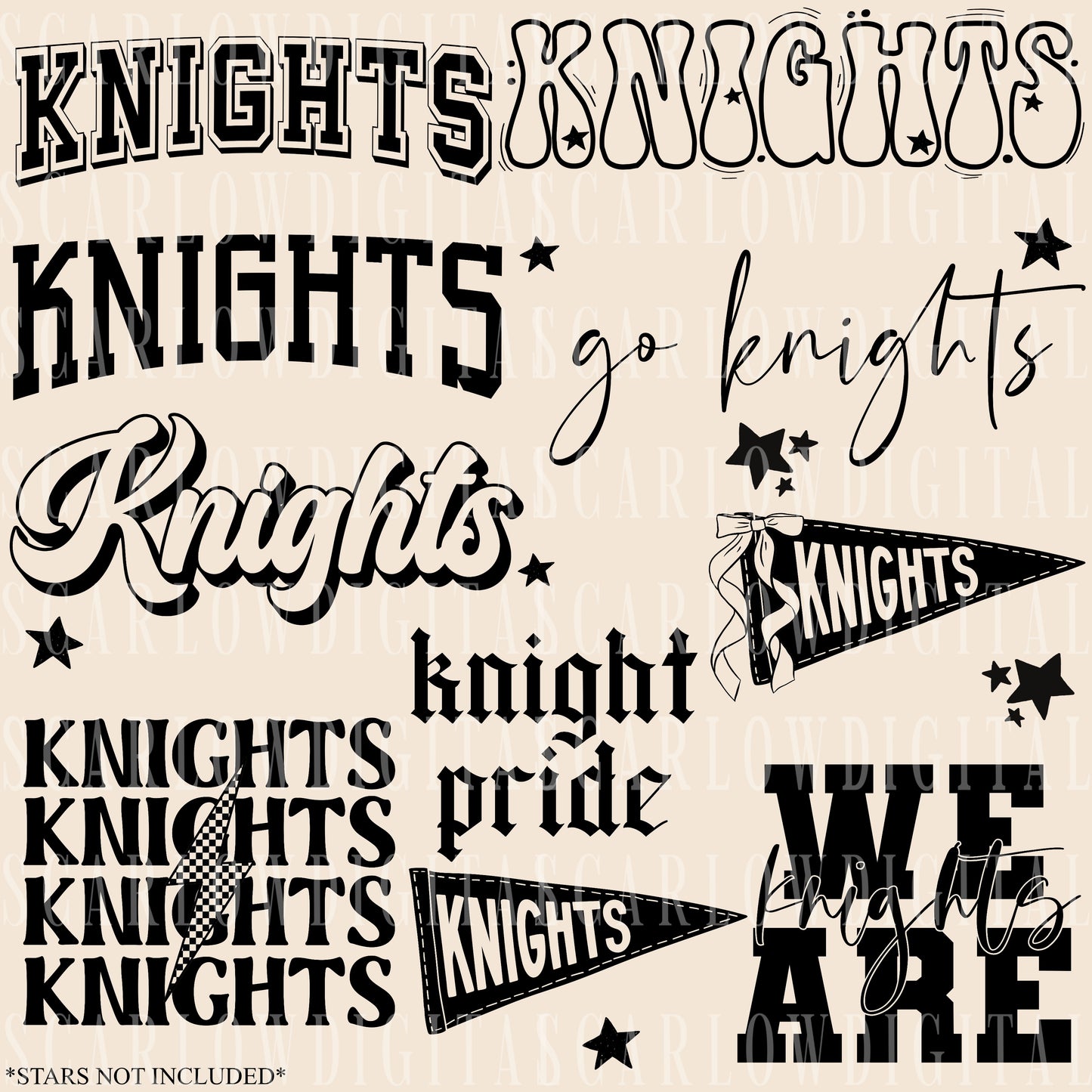 Knights PNG Bundle in BLACK - NO GRUNGE