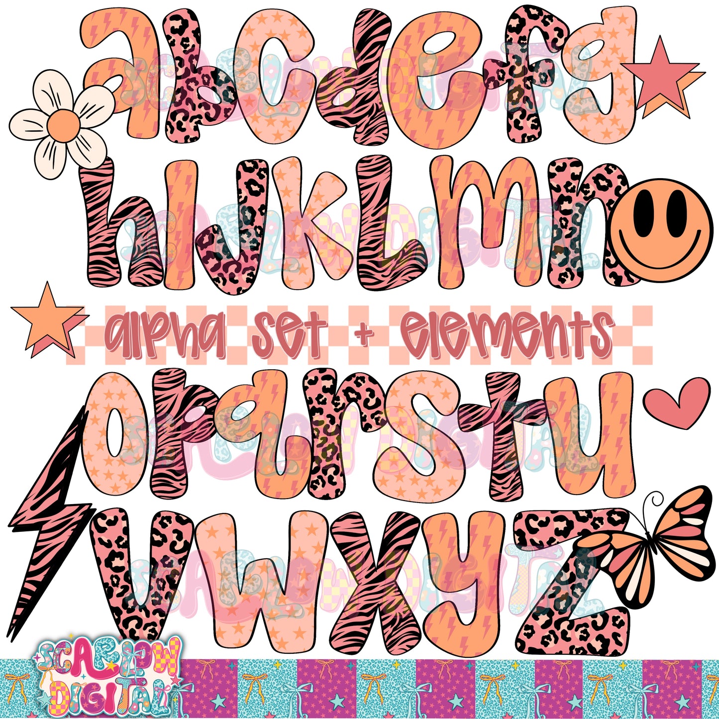 Boho Alpha Set Digital Design