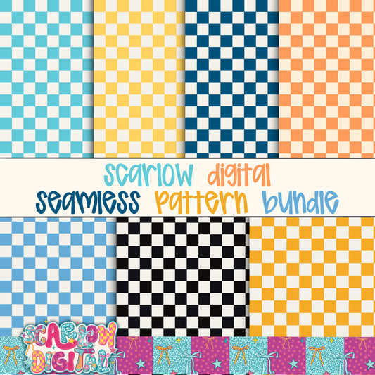 Boy Checkers Seamless Pattern Digital Design Bundle