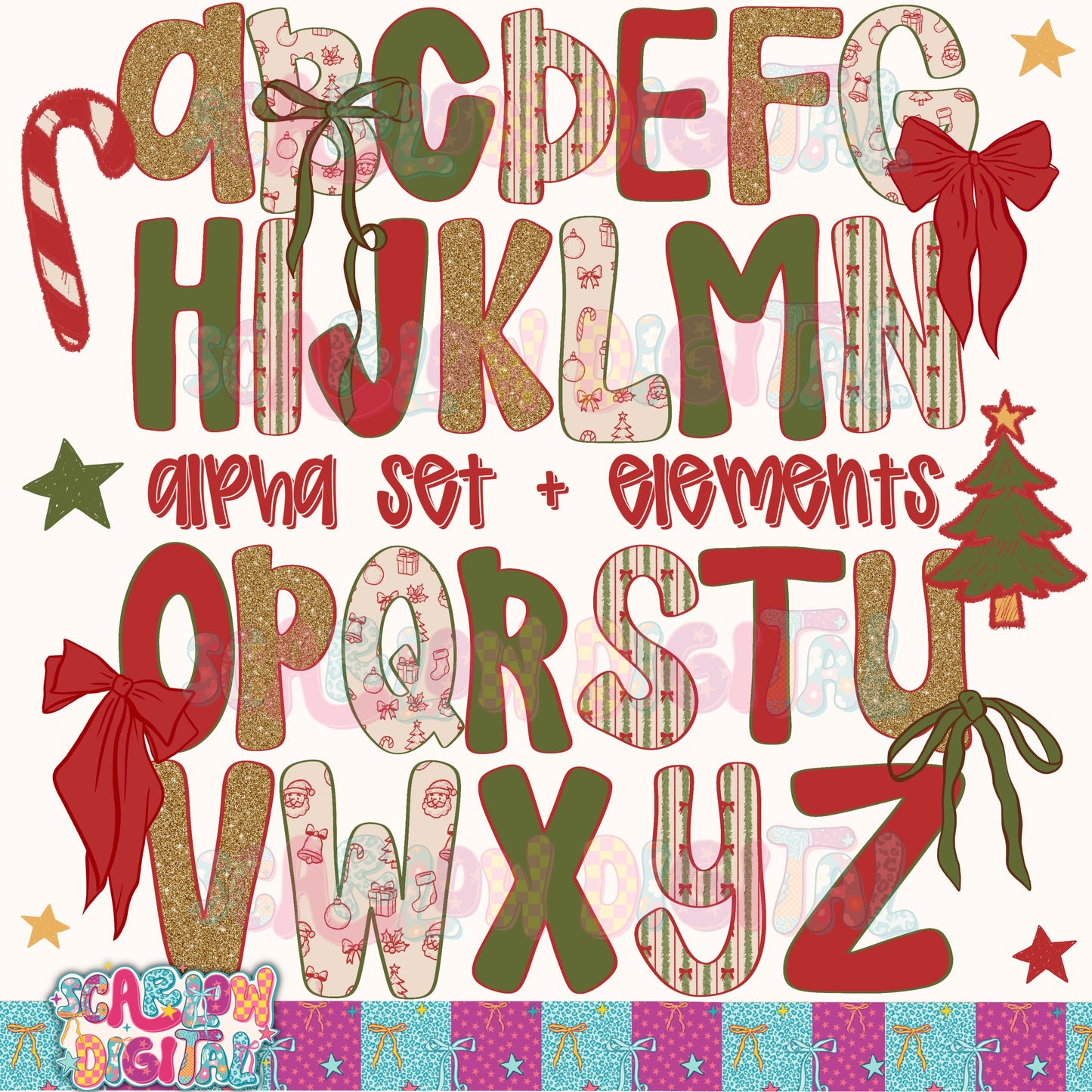 Christmas Alphabet Set Digital Design