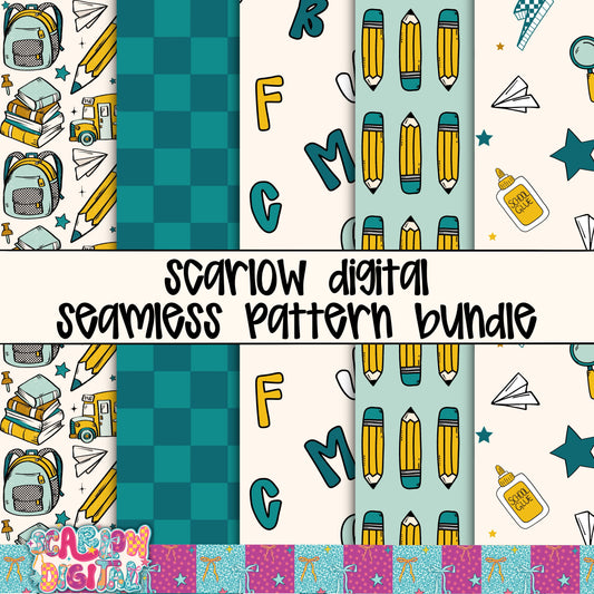 Boy Back to School Seamless Bundle Digital Design