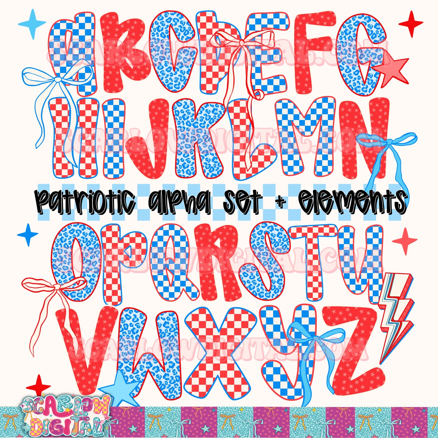 Patriotic Alphabet Set Digital Design