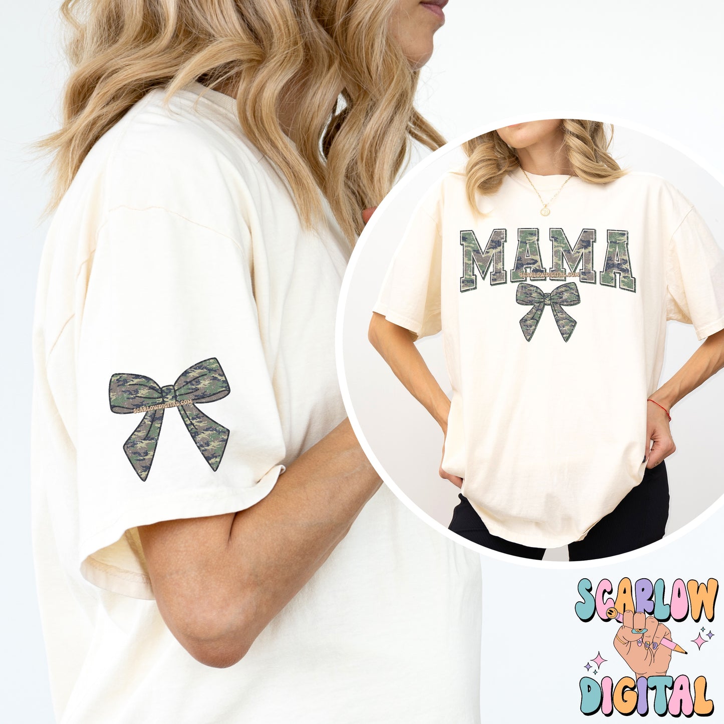 Camo Mama Front and Back PNG Bundle Digital Design