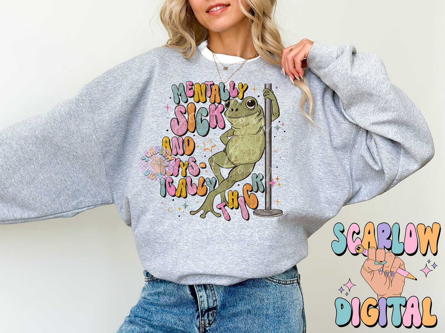 Mentally Sick and Physically Thick PNG Digital Design Download, funny frog png, adult humor png, crude humor png, snarky png, anxiety png