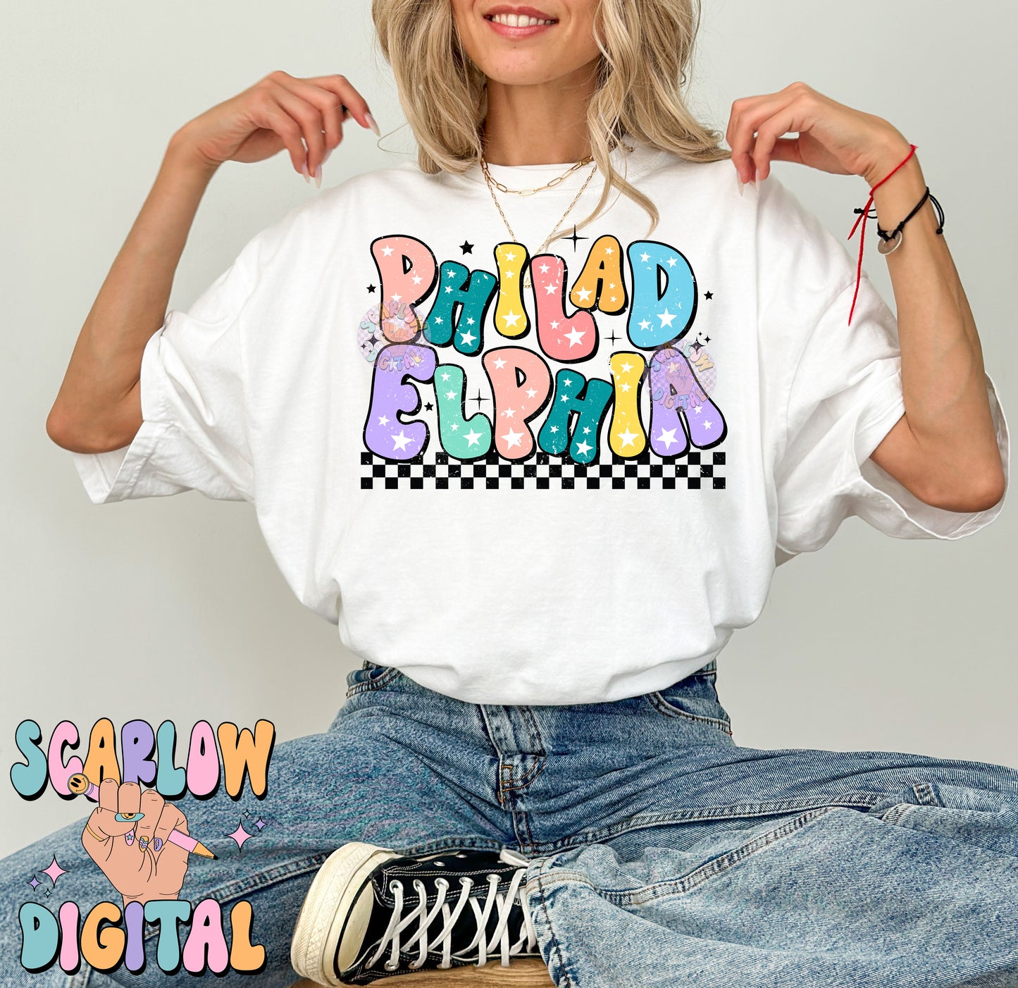 Philadelphia PNG Digital Design Download, city png design, colorful png, star png, women png, Philadelphia tshirt png, retro png designs