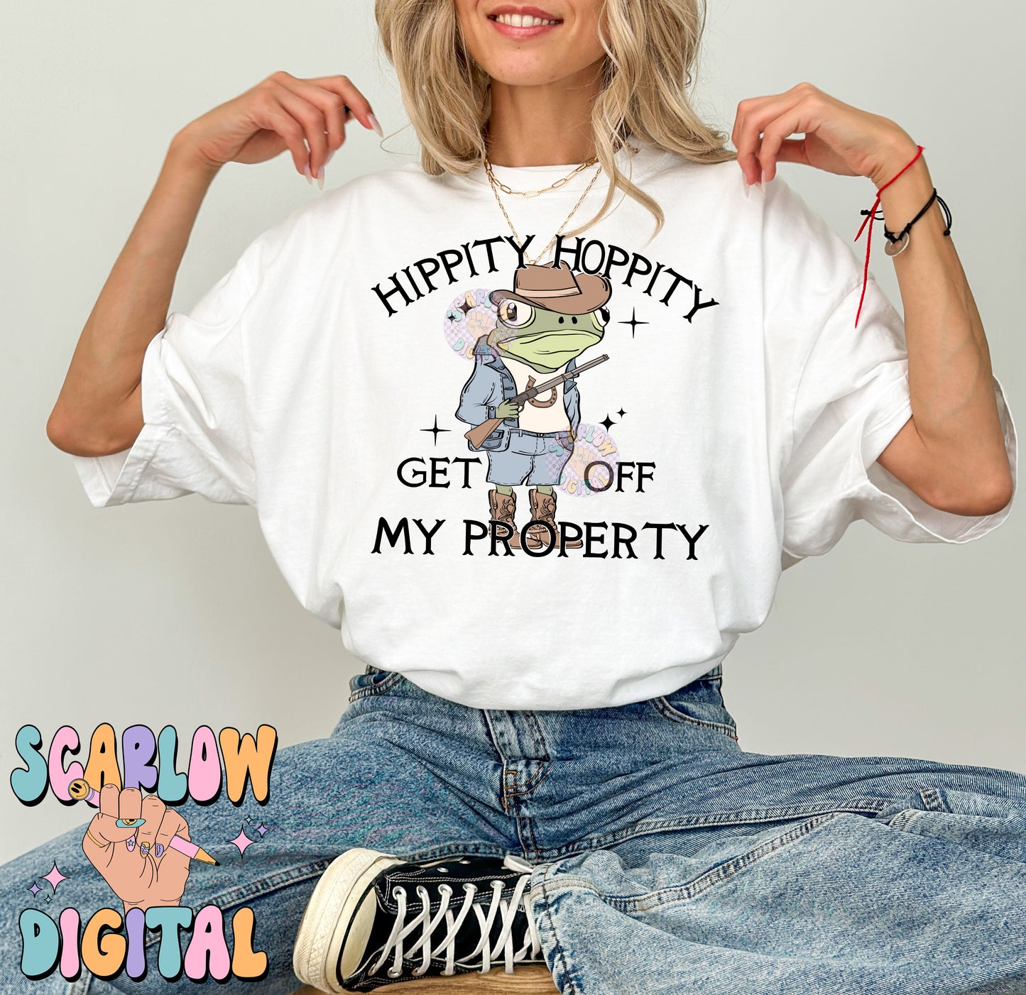 Hippity Hoppity Get Off My Property PNG Digital Design Download, cowboy png, western png, frog png, funny png, adult png, trendy png design