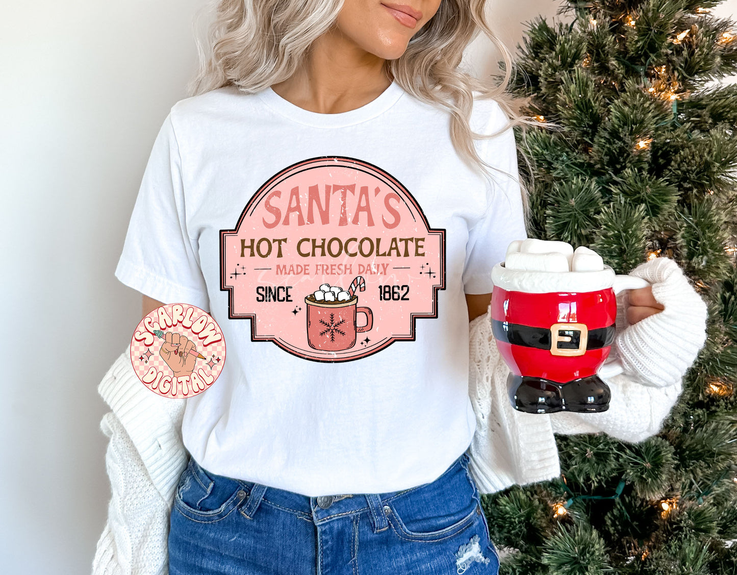Santa's Hot Chocolate PNG Digital Design