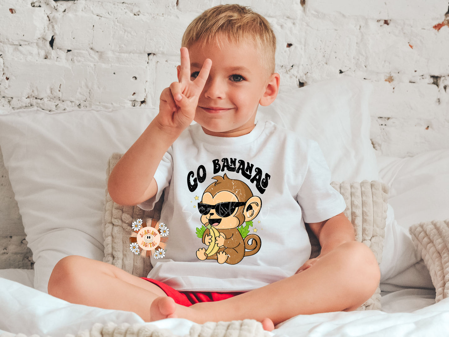 Go Bananas PNG-Monkey Sublimation Digital Design Download-boy png, trendy png, funny png, puns png, zoo png, kids png, boho png, retro png