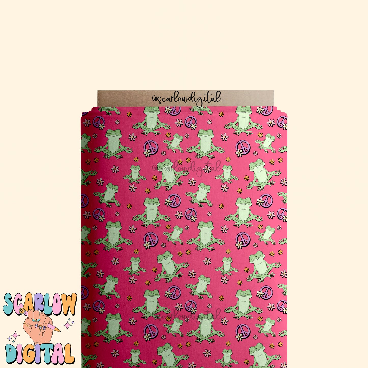 Groovy Frog Seamless Pattern Digital Design