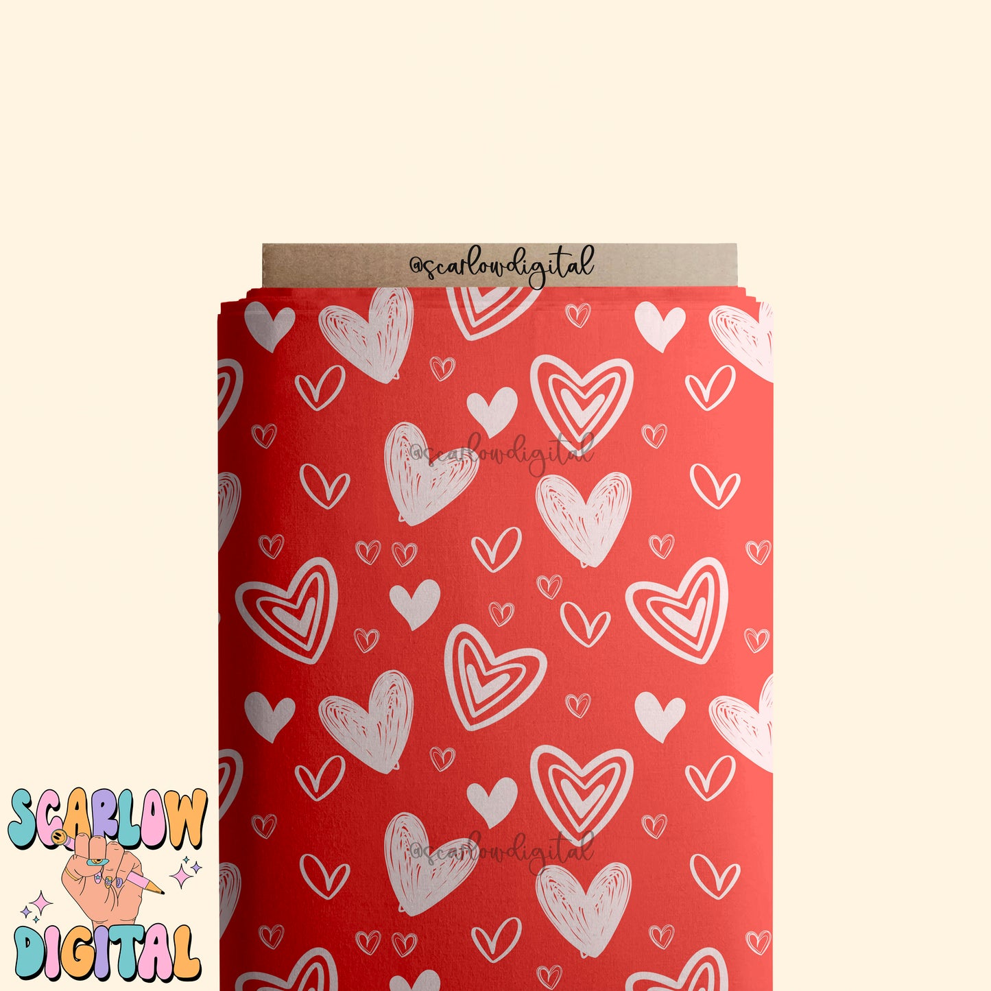 Hearts Seamless Pattern-Valentine's Day Sublimation Digital Design Download-simple valentine's day design, doodle hearts seamless file