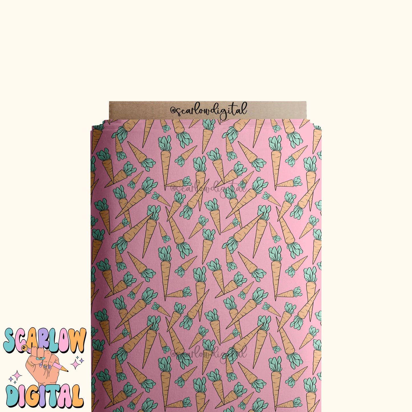 Carrots Seamless Pattern-Easter Sublimation Digital Design Download-girl easter seamless pattern, seamless files for girls, girly easter