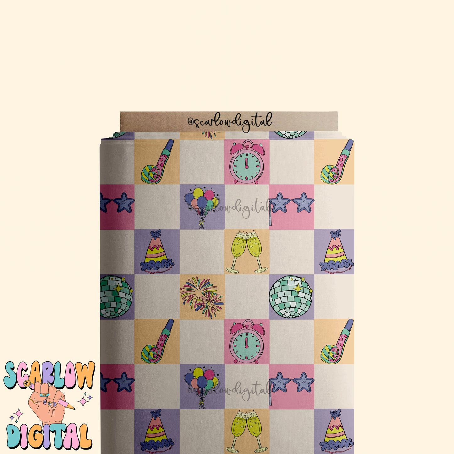 New Years Seamless Pattern-2025 Sublimation Digital Design Download-happy new year seamless, checkered seamless, disco seamless patterns