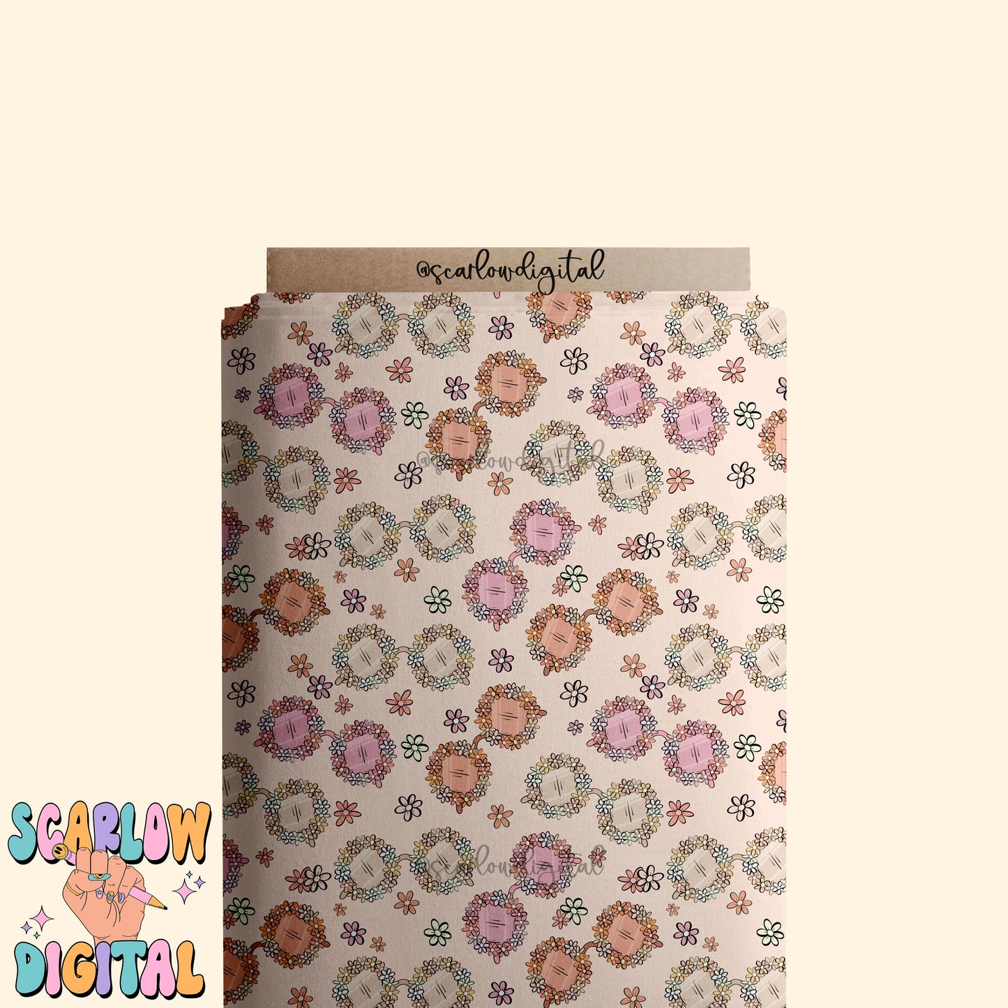 Floral Sunglasses Seamless Pattern-Summer Sublimation Digital Design Download-flowers seamless pattern, boho girly seamless, summer designs