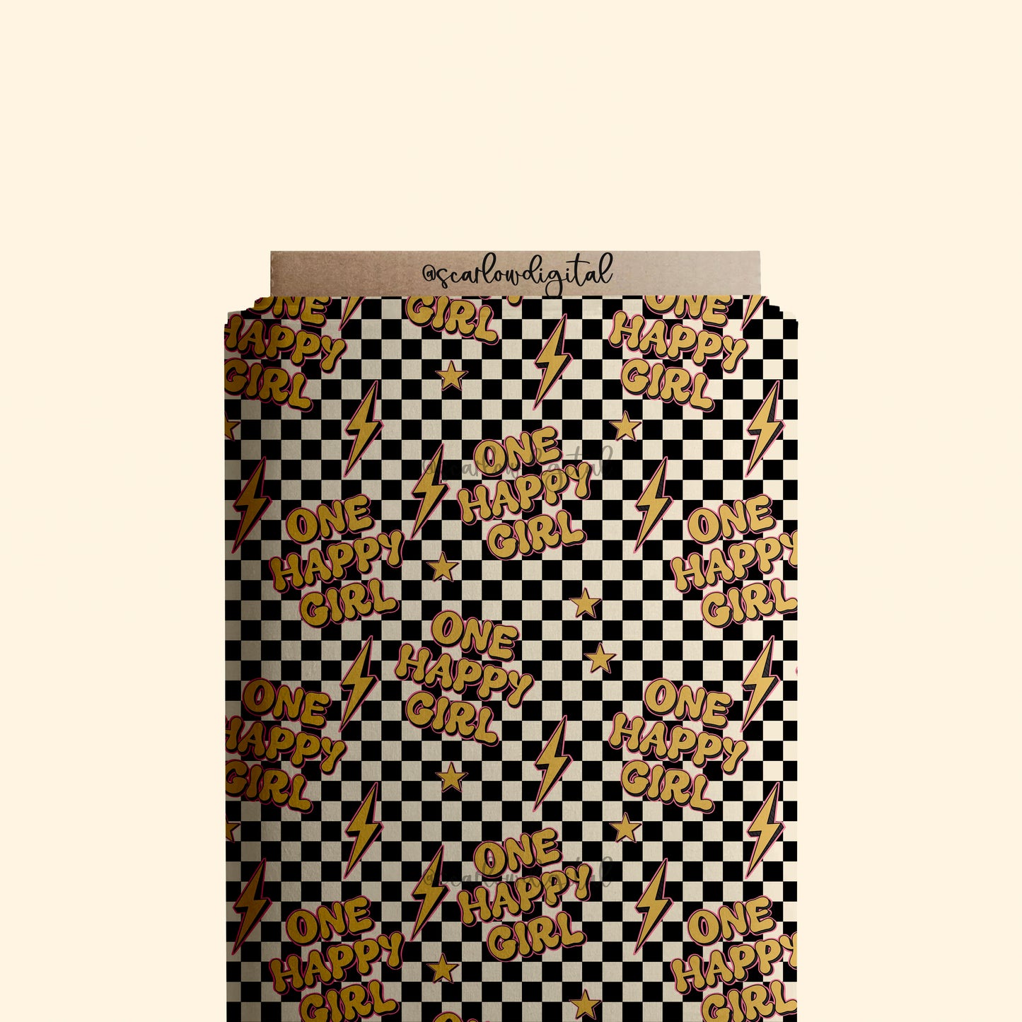 One Happy Girl Seamless Pattern Sublimation Digital Design Download, checkered seamless file, retro sublimation, girl seamless patterns
