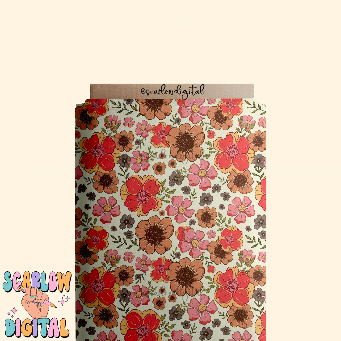 Floral Seamless Pattern Digital Design Download-flowers seamless pattern, little girl seamless file, boho seamless pattern, spring seamless