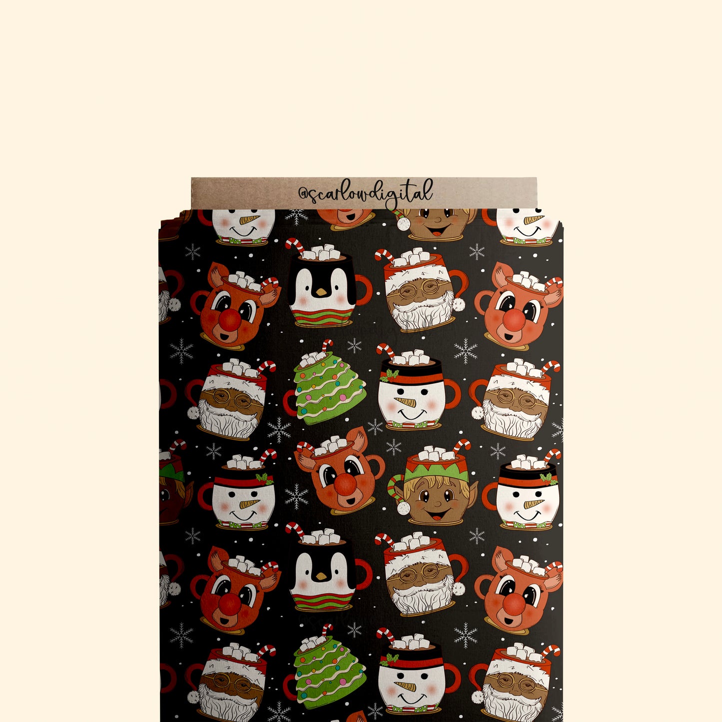 Coffee Mugs Seamless Pattern-Christmas Sublimation Digital Design Download-santa claus seamless, reindeer seamless, snowman seamless pattern