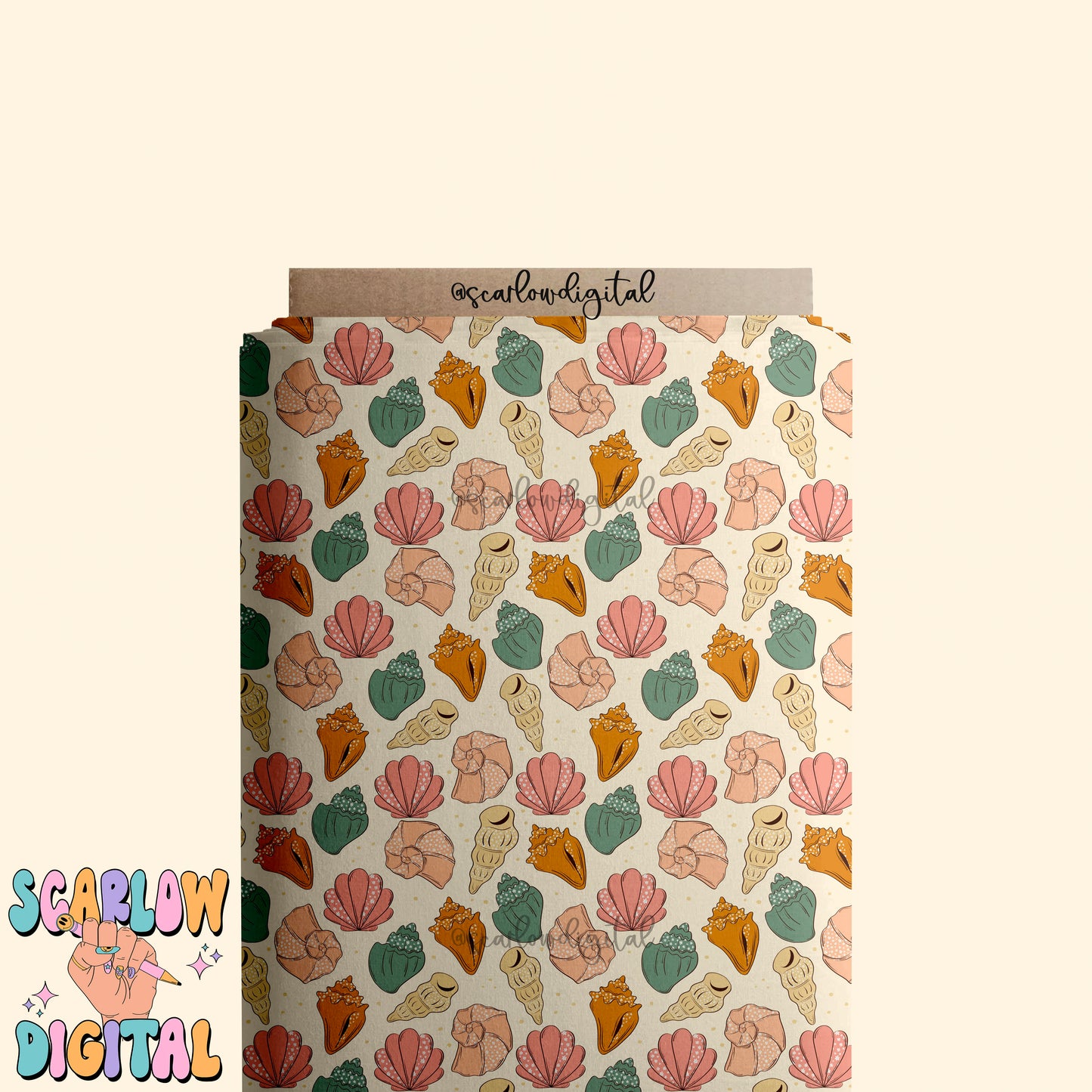 Floral Sea Shells Seamless Pattern Digital Design