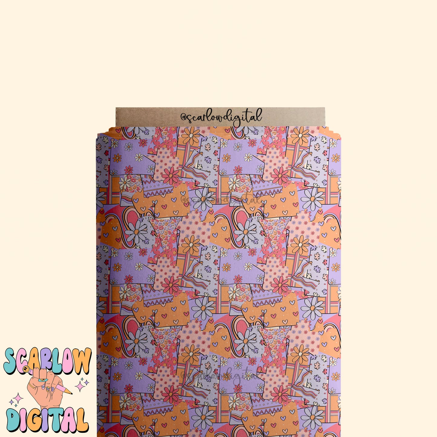 Retro Floral Patchwork Seamless Pattern