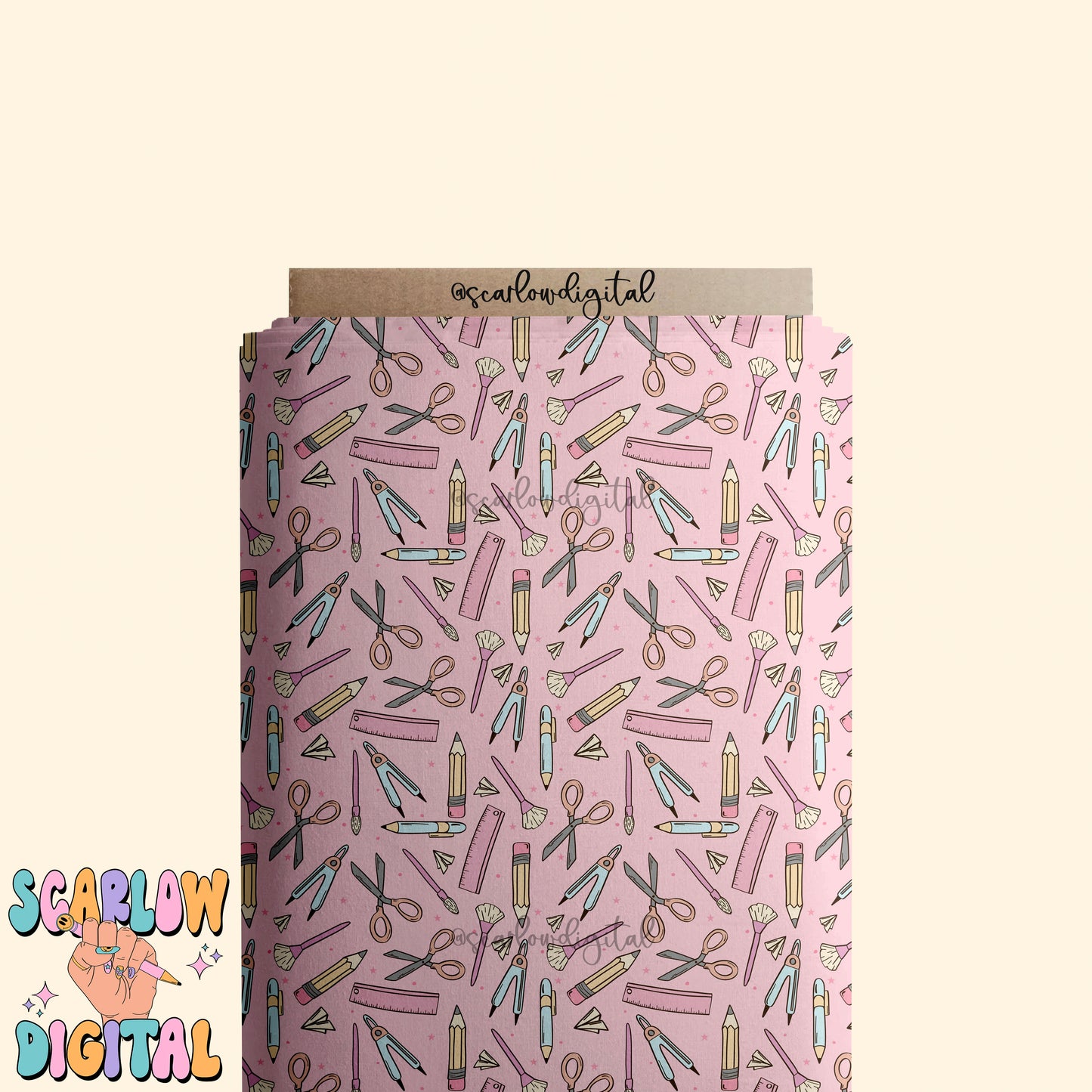 School Doodles Seamless Pattern Digital Design