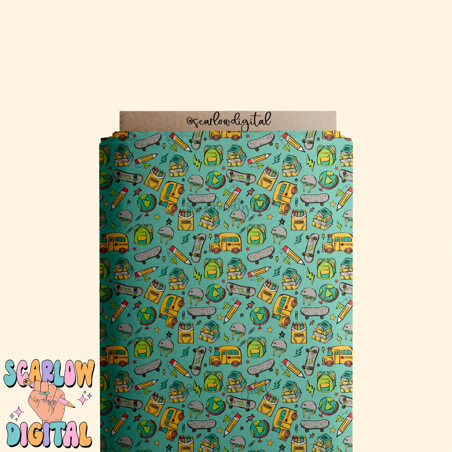 Boy Back to School Seamless Pattern Digital Design