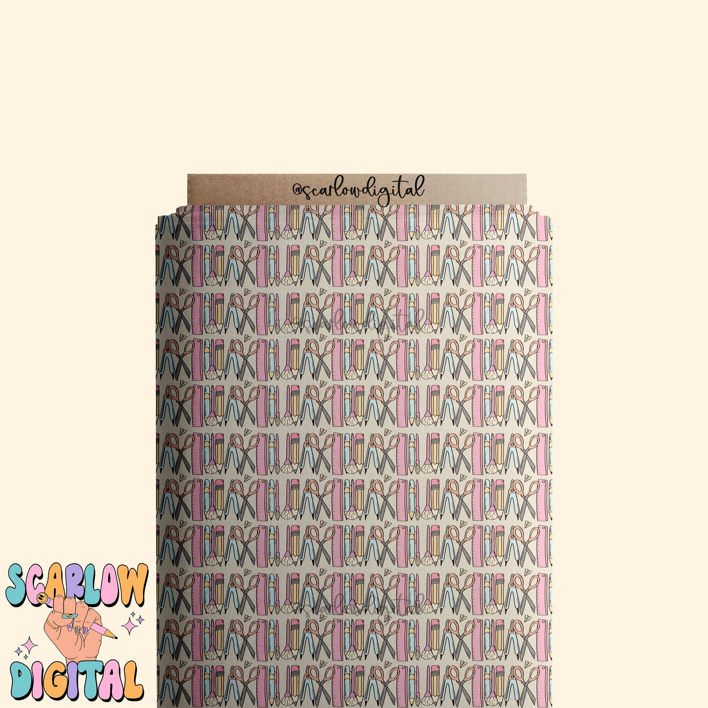 School Doodles Seamless Pattern Digital Design