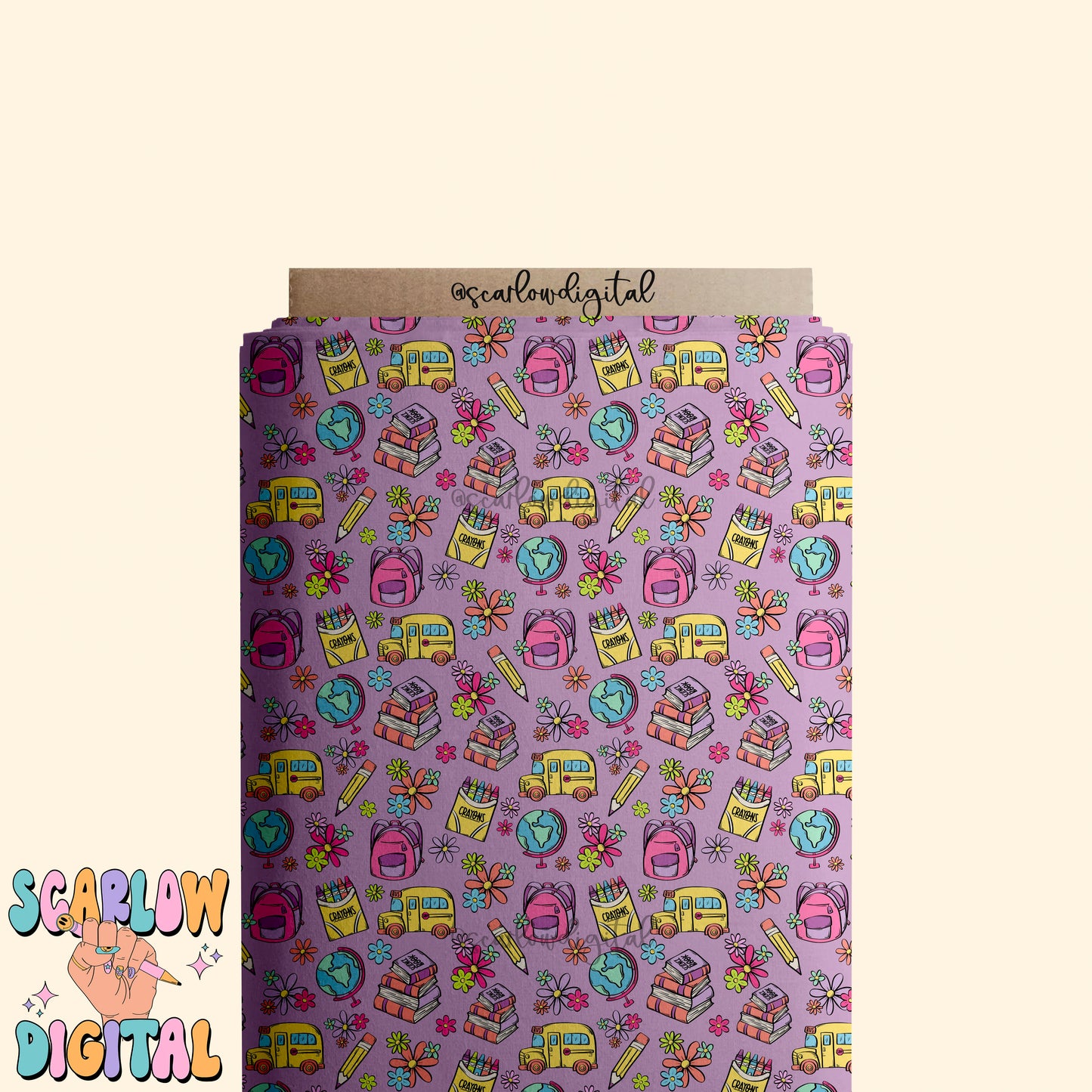 Girl Back to School Seamless Pattern Digital Design