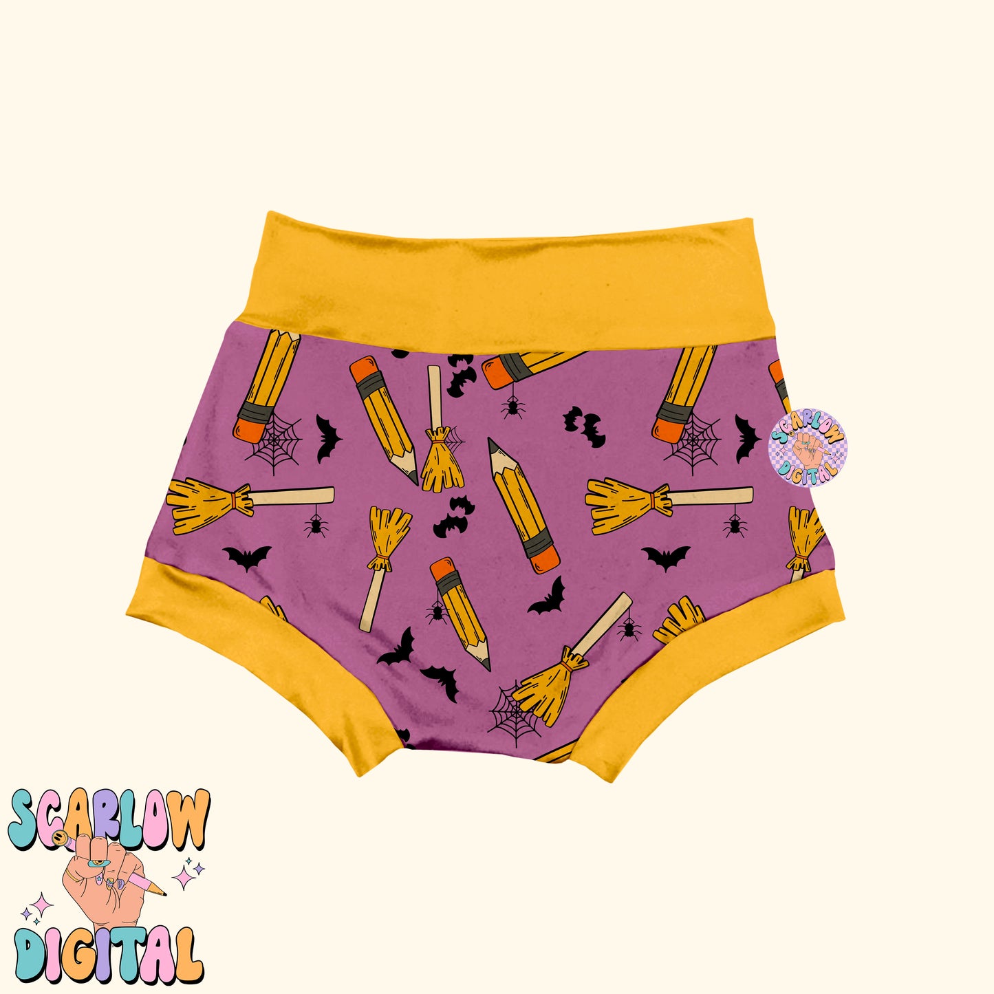 Pencils and Brooms Seamless Pattern Digital Design