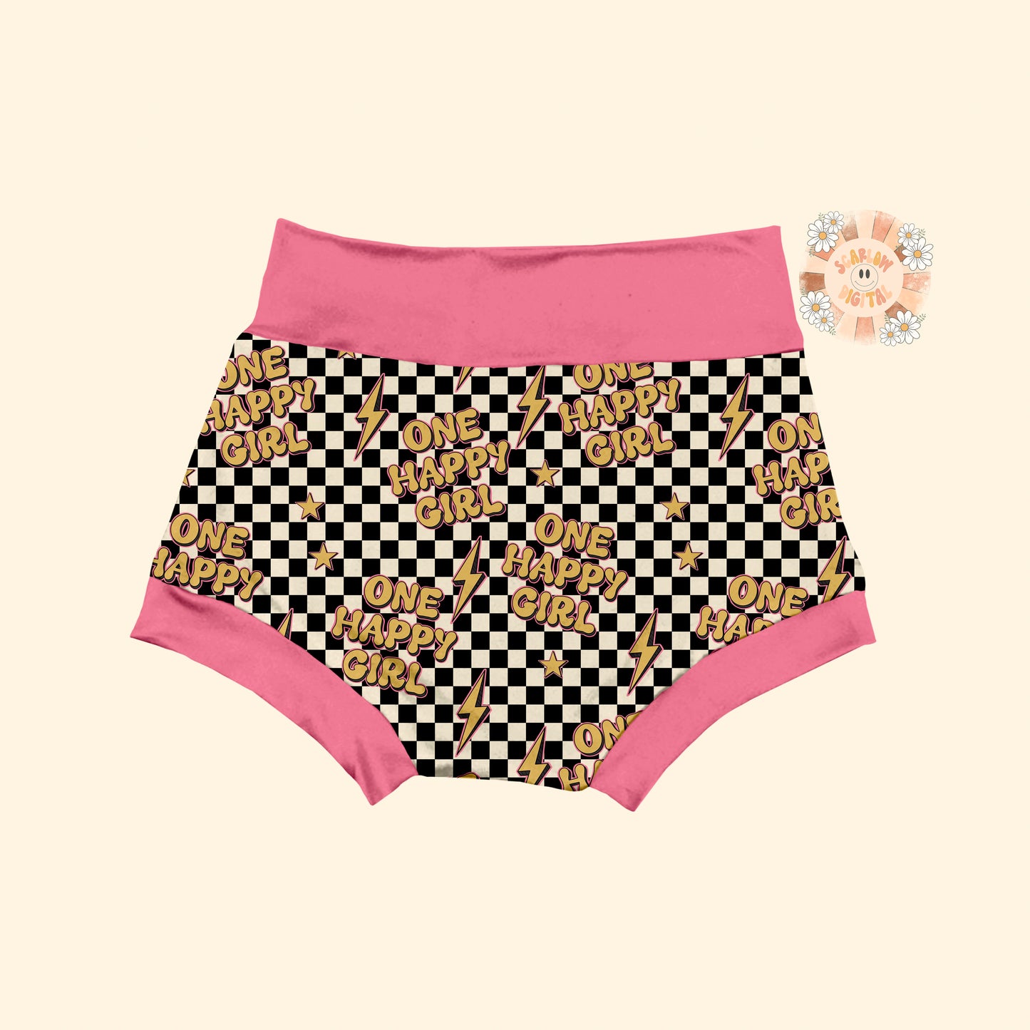 One Happy Girl Seamless Pattern Sublimation Digital Design Download, checkered seamless file, retro sublimation, girl seamless patterns