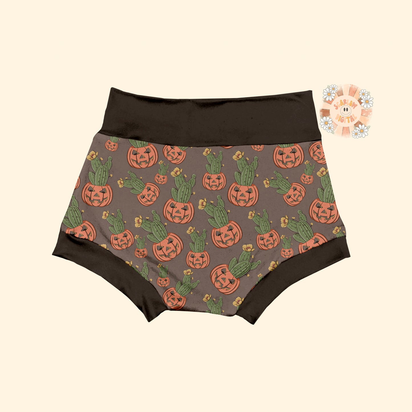 Cactus Pumpkin Seamless Pattern-Fall Sublimation Digital Design Download-halloween seamless file, western seamless pattern, fall seamless