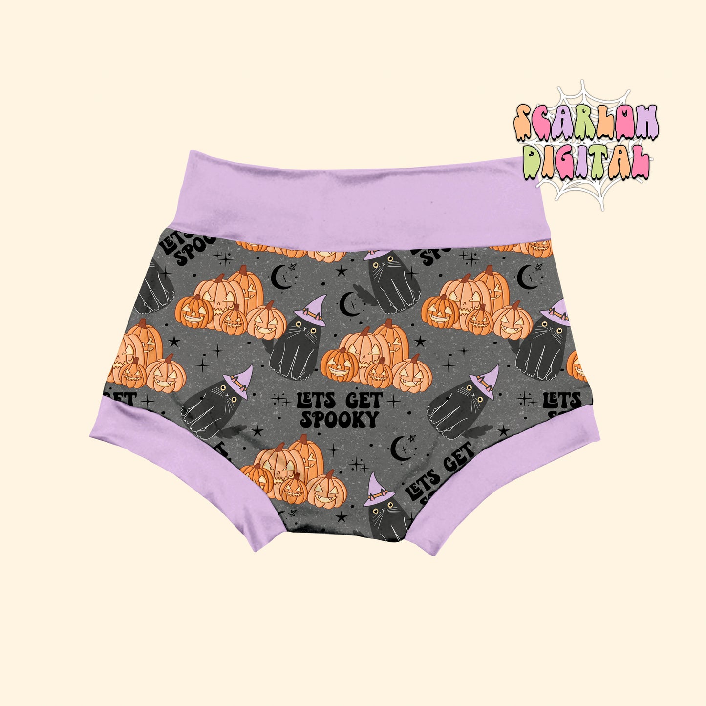 Let's Get Spooky Seamless Pattern-Halloween Sublimation Digital Design Download-spooky surface pattern, black cat seamless file, pumpkins