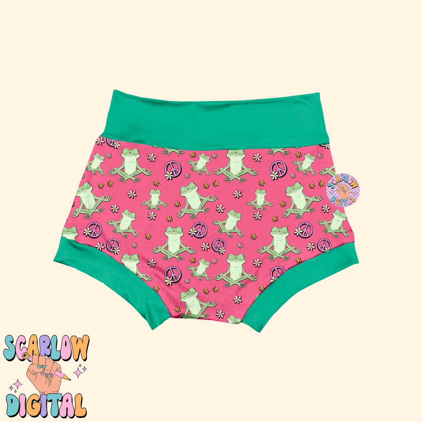 Groovy Frog Seamless Pattern Digital Design