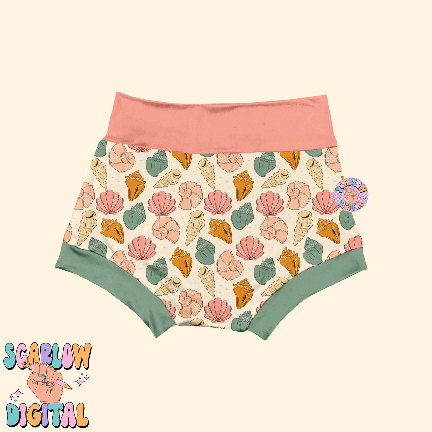 Floral Sea Shells Seamless Pattern Digital Design