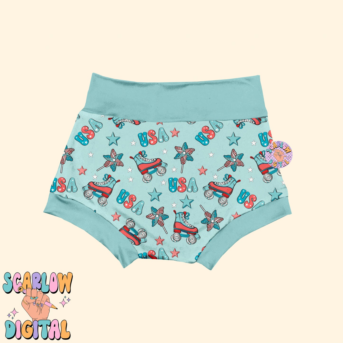 Patriotic Rollerskates Seamless Pattern