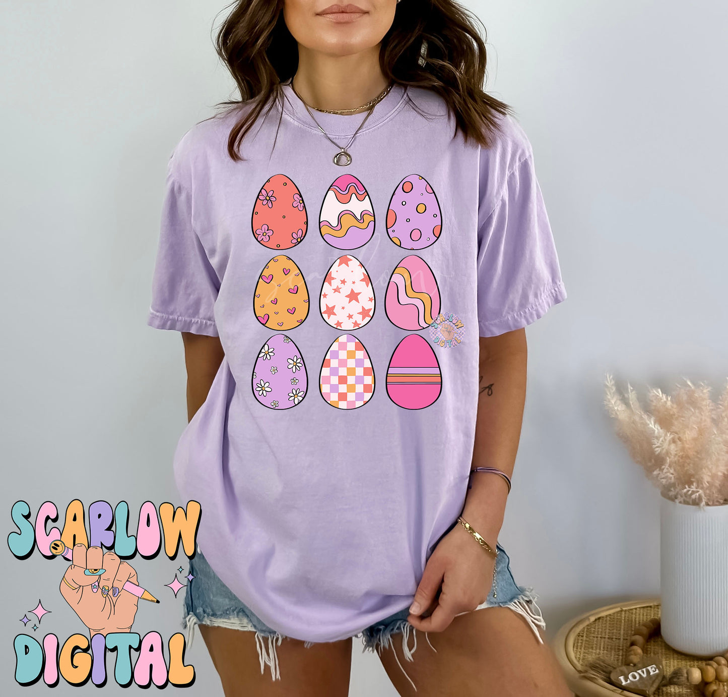 Preppy Easter Eggs PNG Sublimation Digital Design Download, girly easter png, dyed easter eggs png, spring png, girly easter designs png
