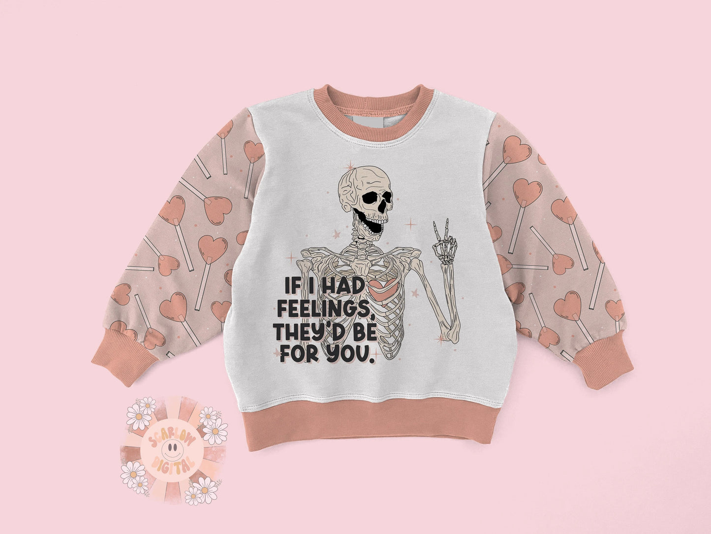 If I Had Feelings They'd Be For You PNG-Valentines Day Sublimation Digital Design Download-funny vday png, skeleton png, sucker png design