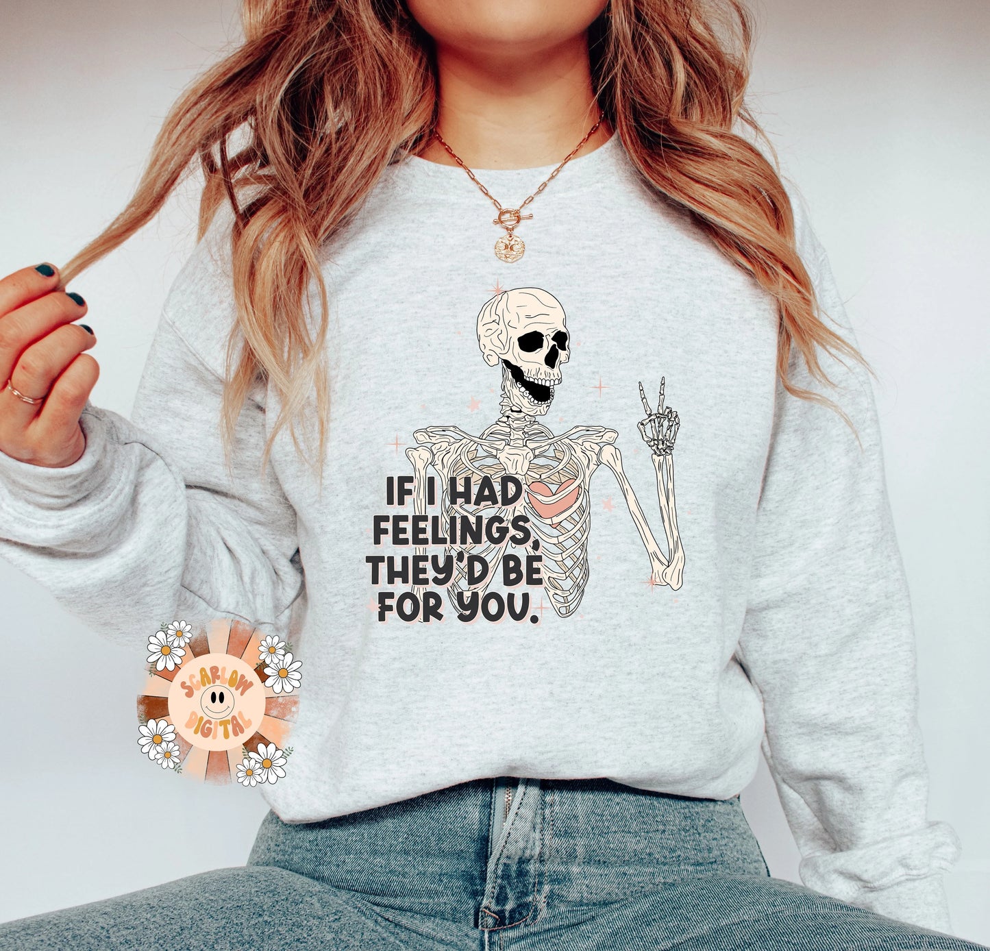 If I Had Feelings They'd Be For You PNG-Valentines Day Sublimation Digital Design Download-funny vday png, skeleton png, sucker png design