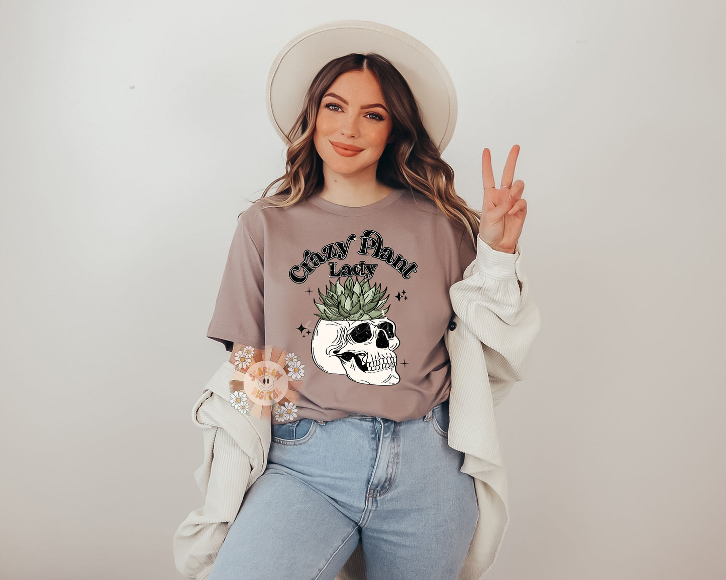 Crazy Plant Lady PNG-Skull Sublimation Digital Design Download-succulent png, skeleton png, grungy png, plant lover png, plants png design