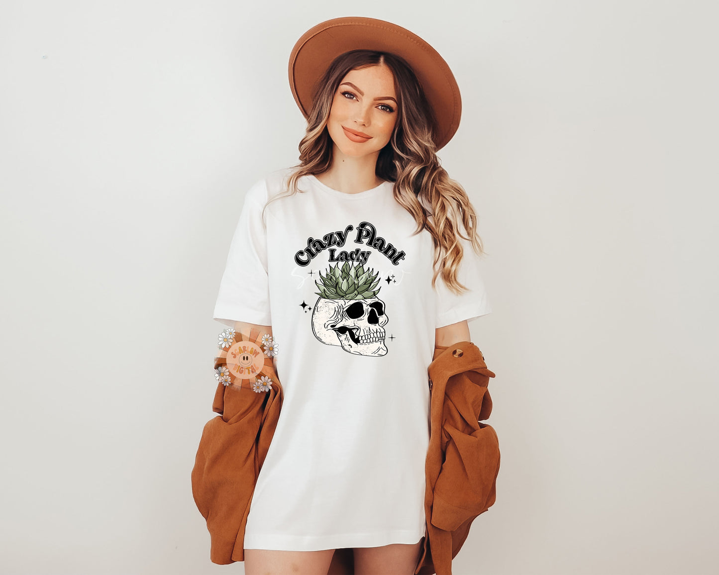 Crazy Plant Lady PNG-Skull Sublimation Digital Design Download-succulent png, skeleton png, grungy png, plant lover png, plants png design