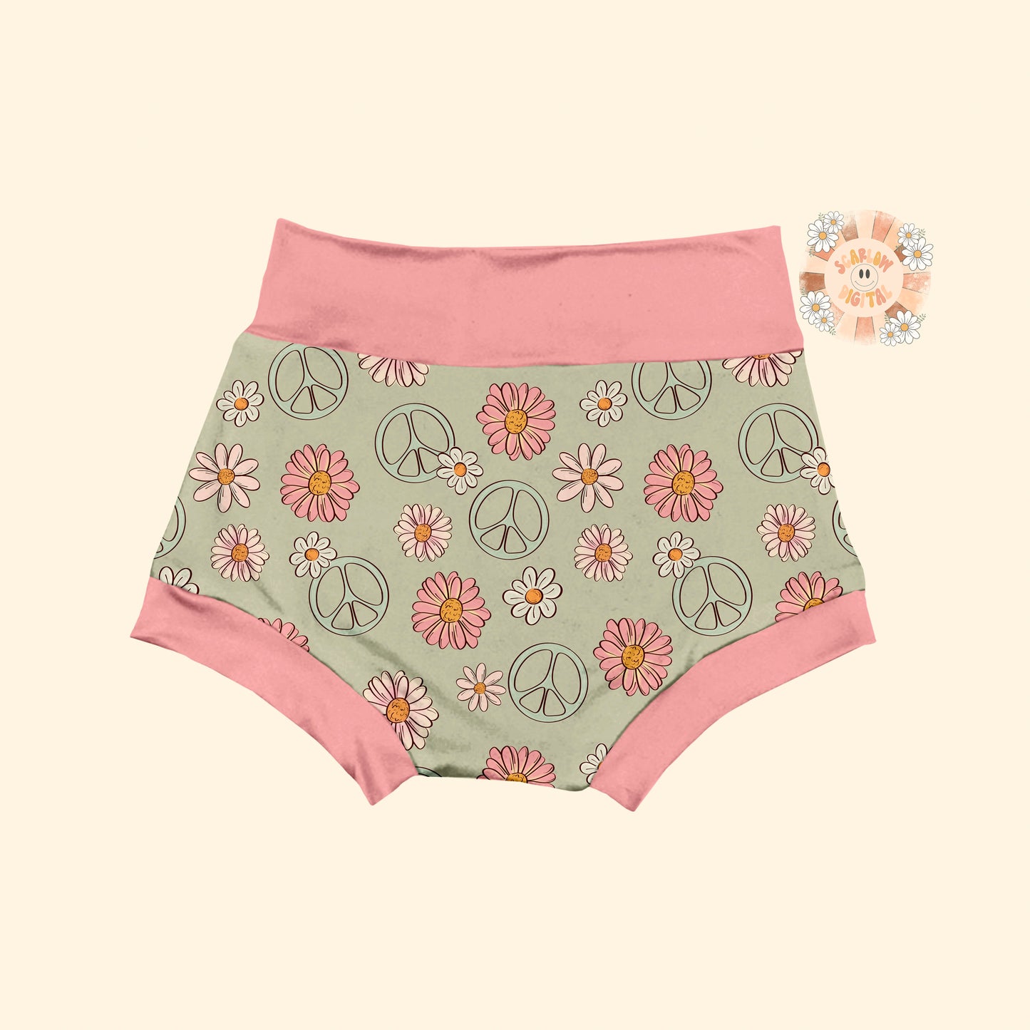 Floral Peace Sign Seamless Pattern-Hippie Sublimation Digital Design Download-groovy seamless file, flower surface pattern, boho seamless