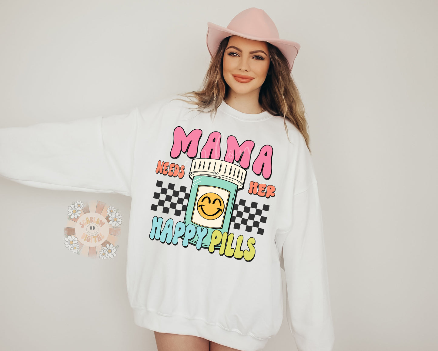 Mama Needs Her Happy Pills PNG-Funny Sublimation Digital Design Download-adult humor png, mama png, funny mom png, mental health png file