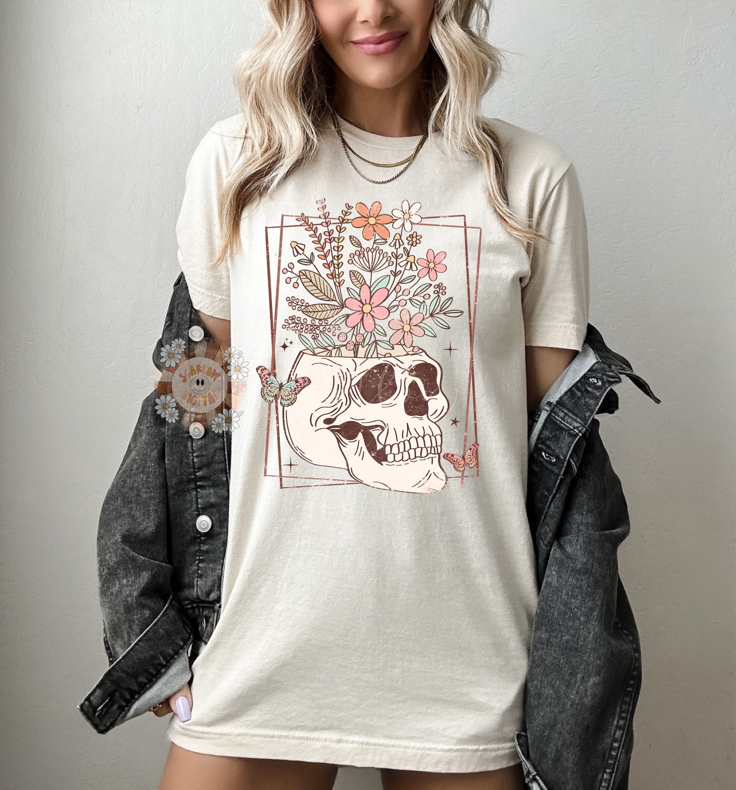 Floral Skull PNG Digital Design