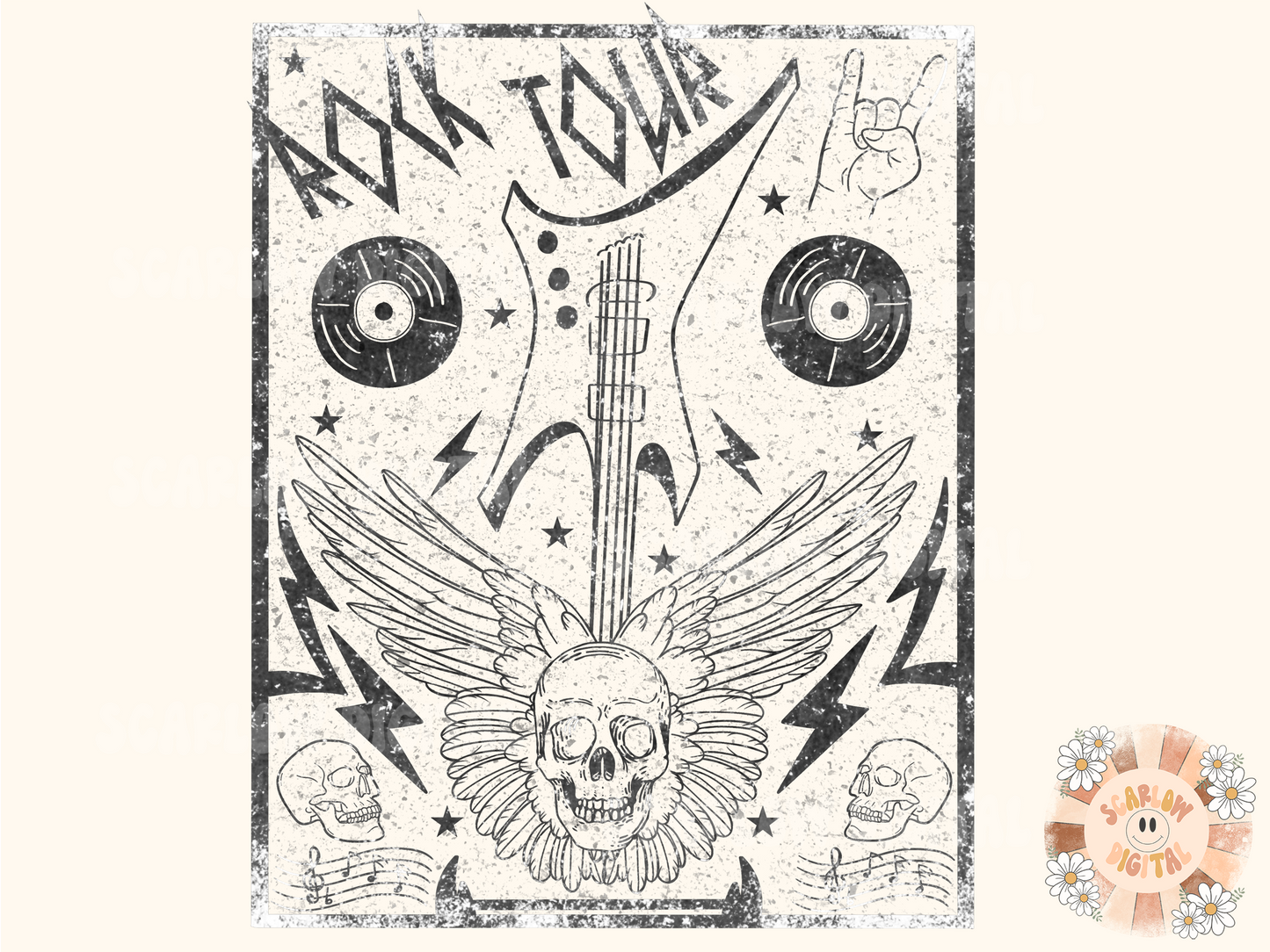 Rock Tour PNG-Grunge Sublimation Digital Design