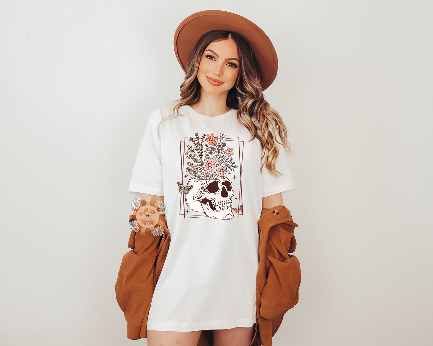 Floral Skull PNG Digital Design