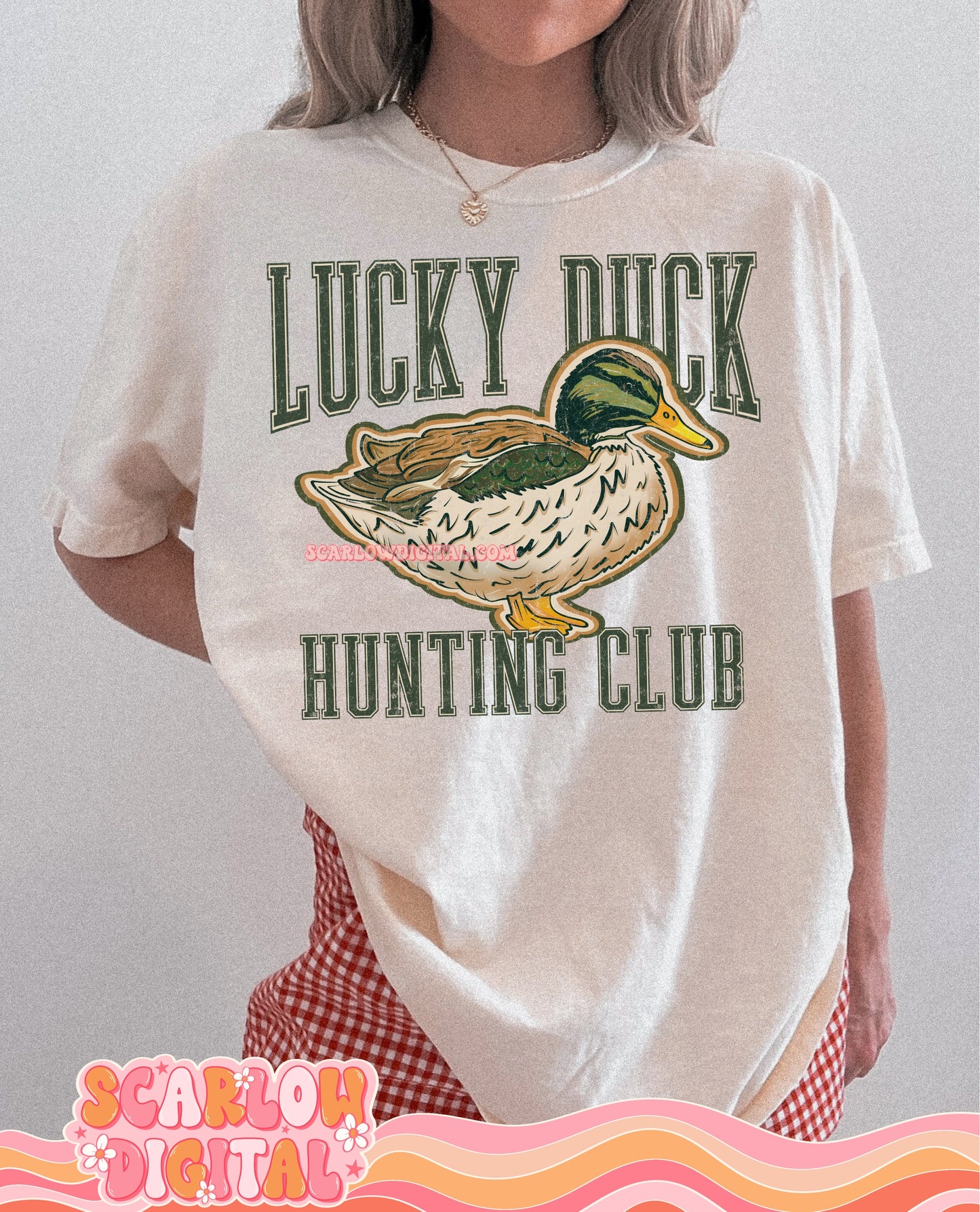 Lucky Duck Hunting Club PNG Digital Design