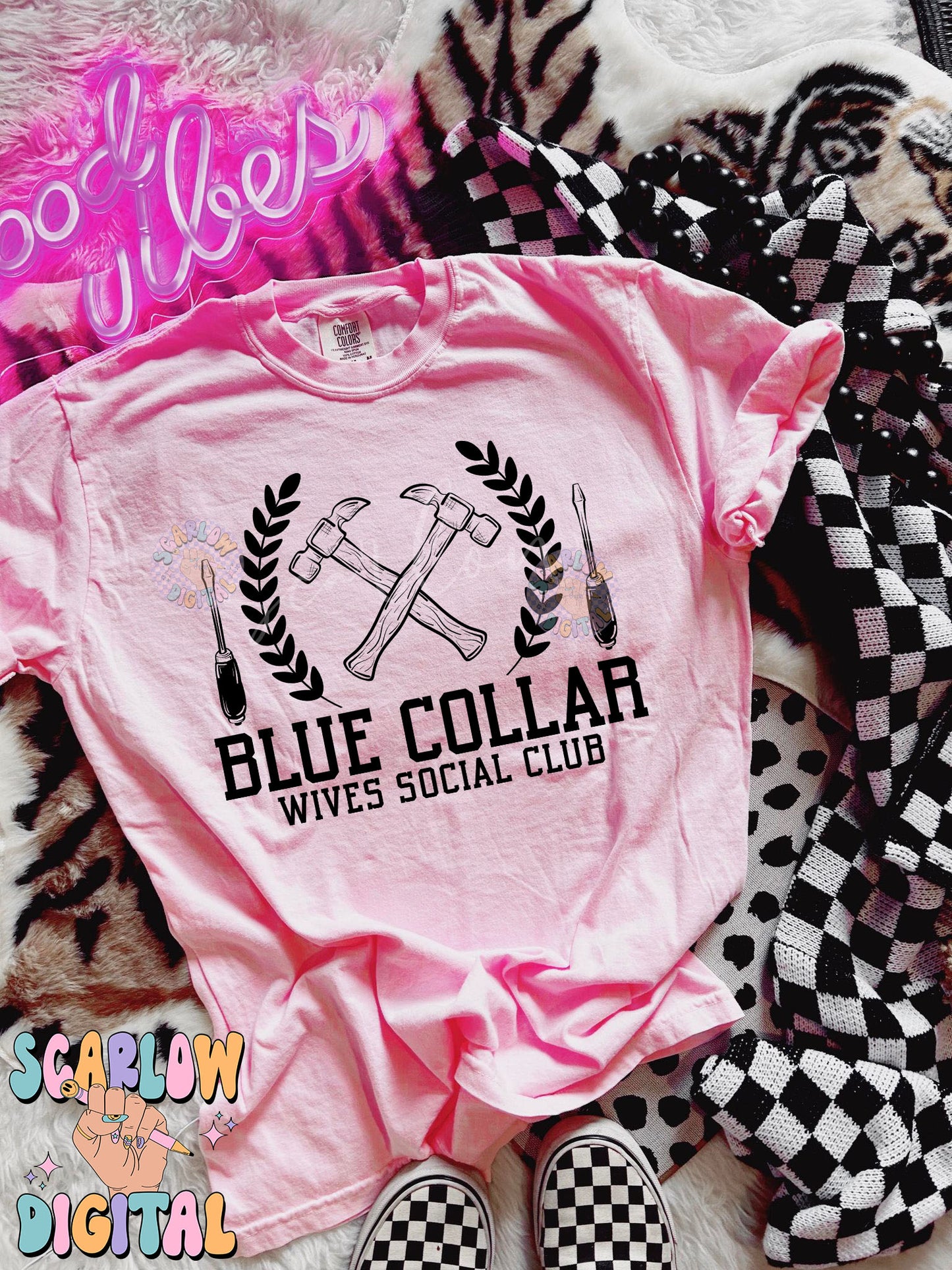 Blue Collar Wives Social Club PNG Digital Design Download, vintage style png, simple png, single color png, trendy png, png design for women