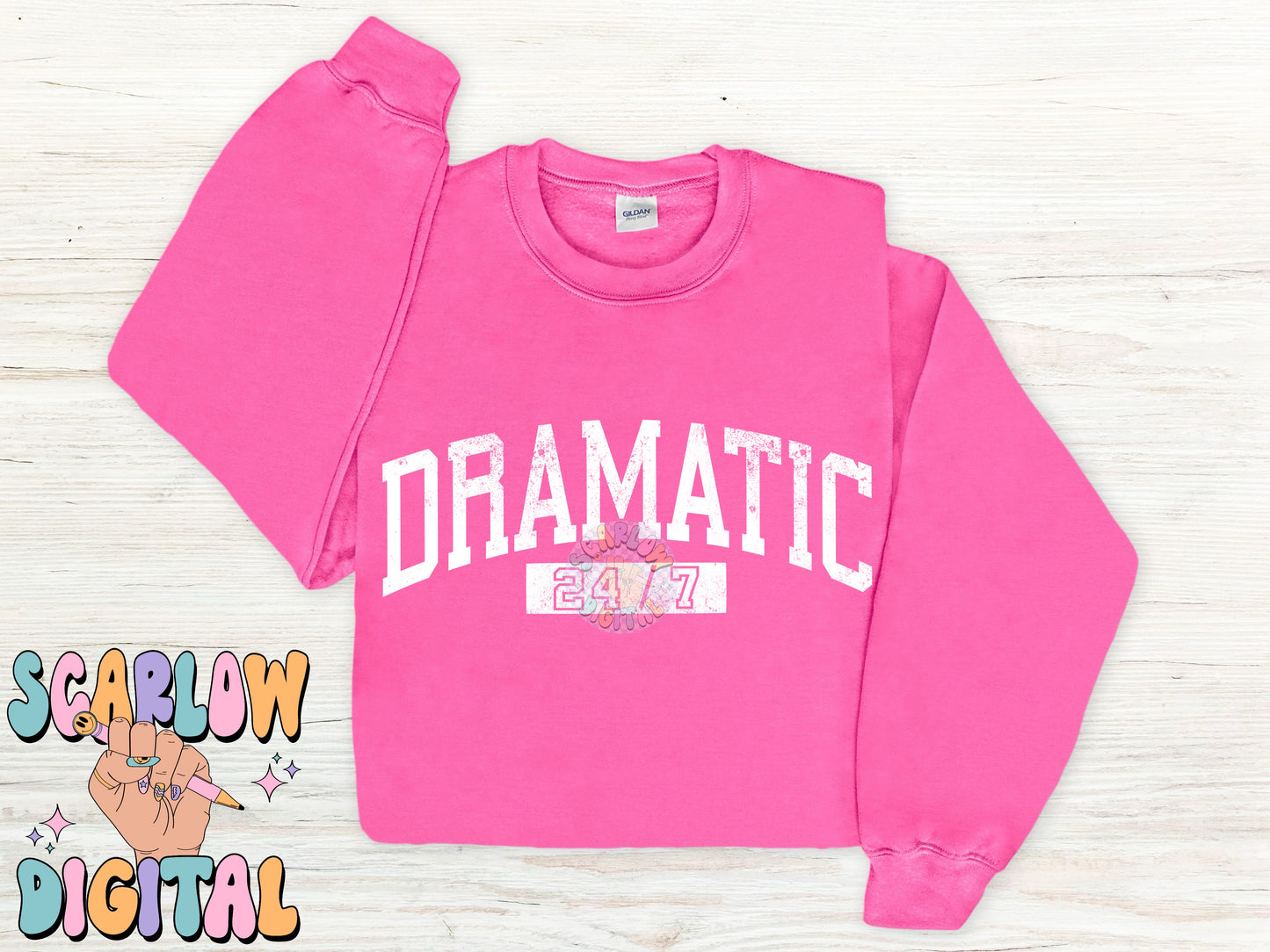 Dramatic 24/7 PNG Digital Design Download, kids png, snarky png designs, single color png, trendy designs, svg designs, funny png designs